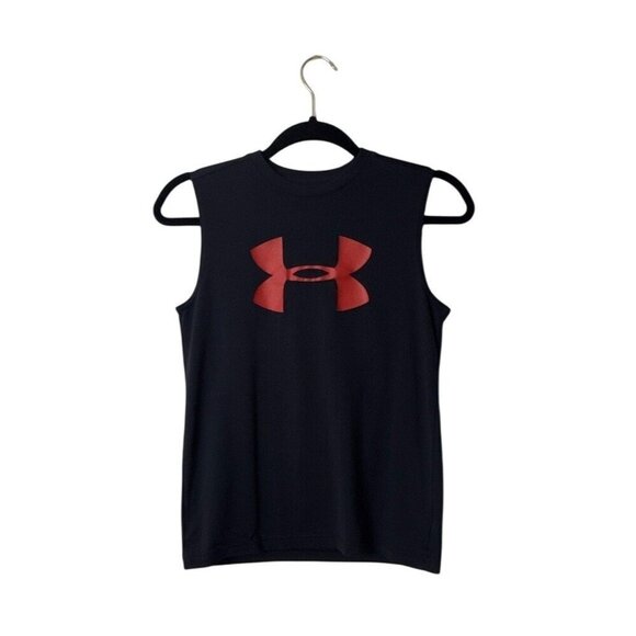 Under Armour Other - Under Armour Black Sleeveless Mens Shirt Red Logo Size M